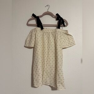 Motherhood Cream Polka Dot Off the Shoulder Top